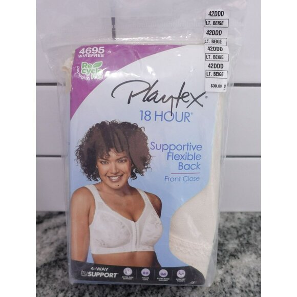 NEW Playtex 18 Hour Front Close Ultimate Shoulder Comfort Wireless Bra 42DDD - Picture 1 of 6